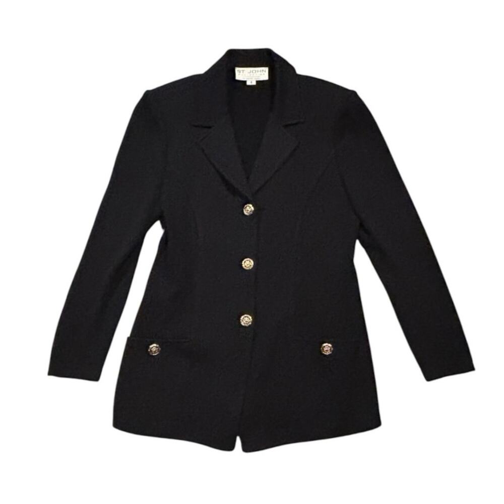 St. John Collection by Marie Gray Knit Black Blazer Size 4
